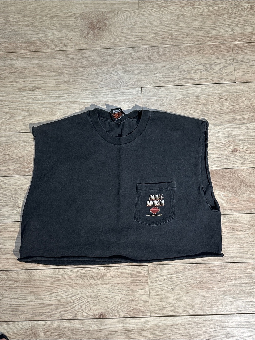 Harley-Davidson Crop Black Tank Top with Pocket Logo